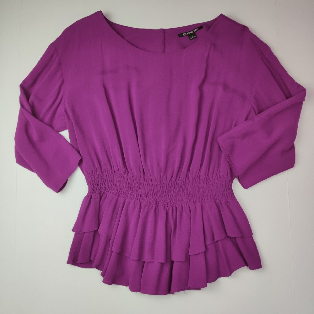 Gianni Bini Long Sleeve Top Purple Size Small